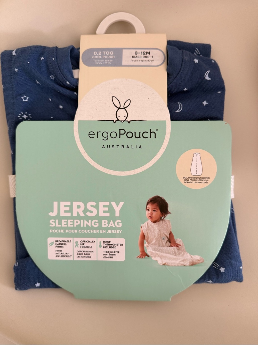 ergoPouch Navy Star Jersey Sleeping Bag - 3-12M
